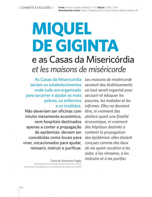 Artigo: Miquel de Giginta e as Casas da Misericórdia ("et les maisons de miséricorde")