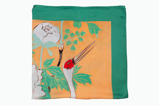 Lady's Scarf "Cranes and Peonies"