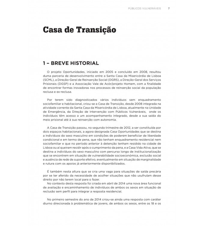 Casa de transição: processos estruturantes