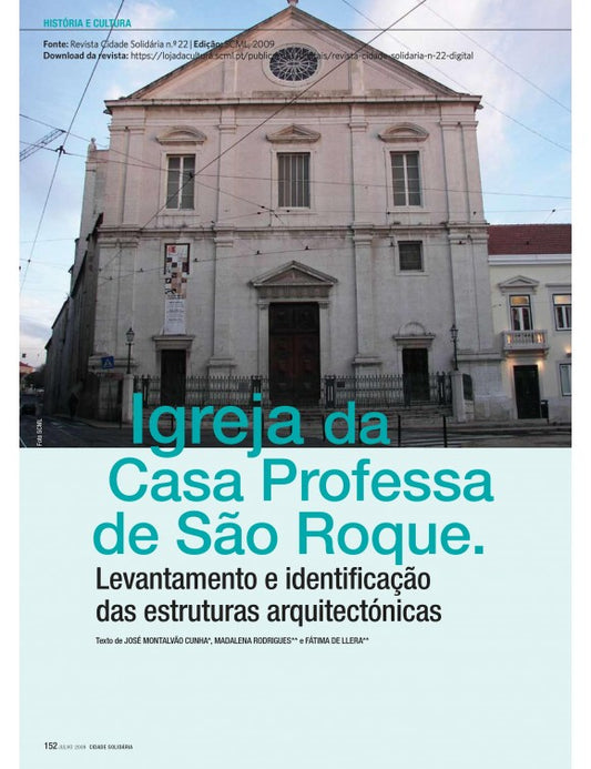 Artigo: Igreja da casa professa de São Roque. Levamento e identificação das estruturas arquitectónicas