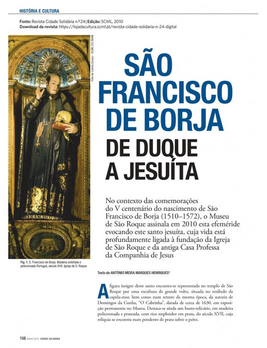 Artigo: São Francisco de Borja - De Duque a Jesuíta